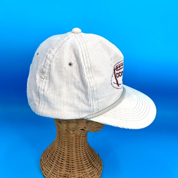 VINTAGE GRAY CORDUROY CONNEAUT LAKE FOOTBALL SNAPBACK BASEBALL TRUCKER HAT - Picture 3 of 8